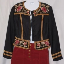 Vintage ANYA. Black Matador Style Silk Embroidered Blazer. 6