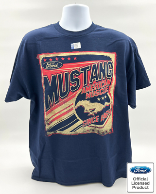 Ford Mustang T-Shirt - Navy Blue w/ American Muscle Since 1964