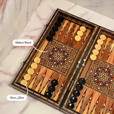 Handmade Backgammon Set and Chess Board Game from Lebanon with Genuine Pearls