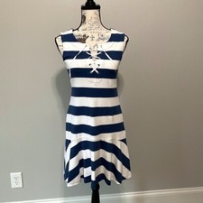 Women's Striped Lace-up Dress by Chaps Small