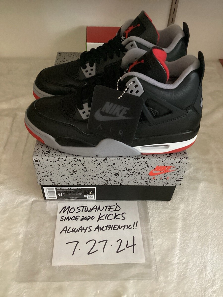DS 2024 Nike Air Jordan Retro 4 Bred Reimagined GS Sz 6.5Y/Women's