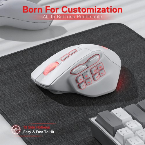 Redragon M811 PRO Wireless Gaming Mouse 15 Programmable Buttons RGB Gamer Mouse - Picture 8 of 14