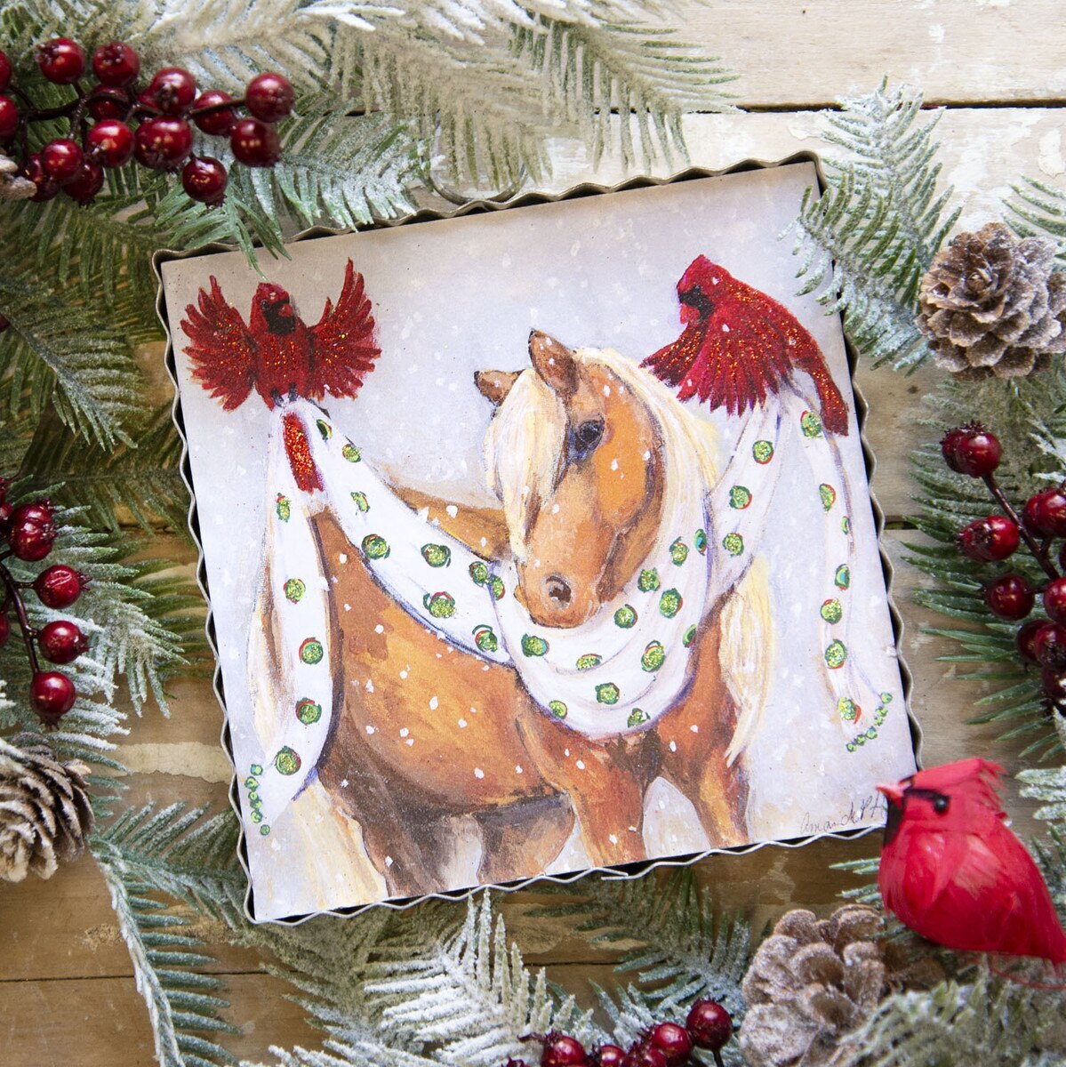 The Round Top Collection Mini Holiday Friends Print 6x6x1