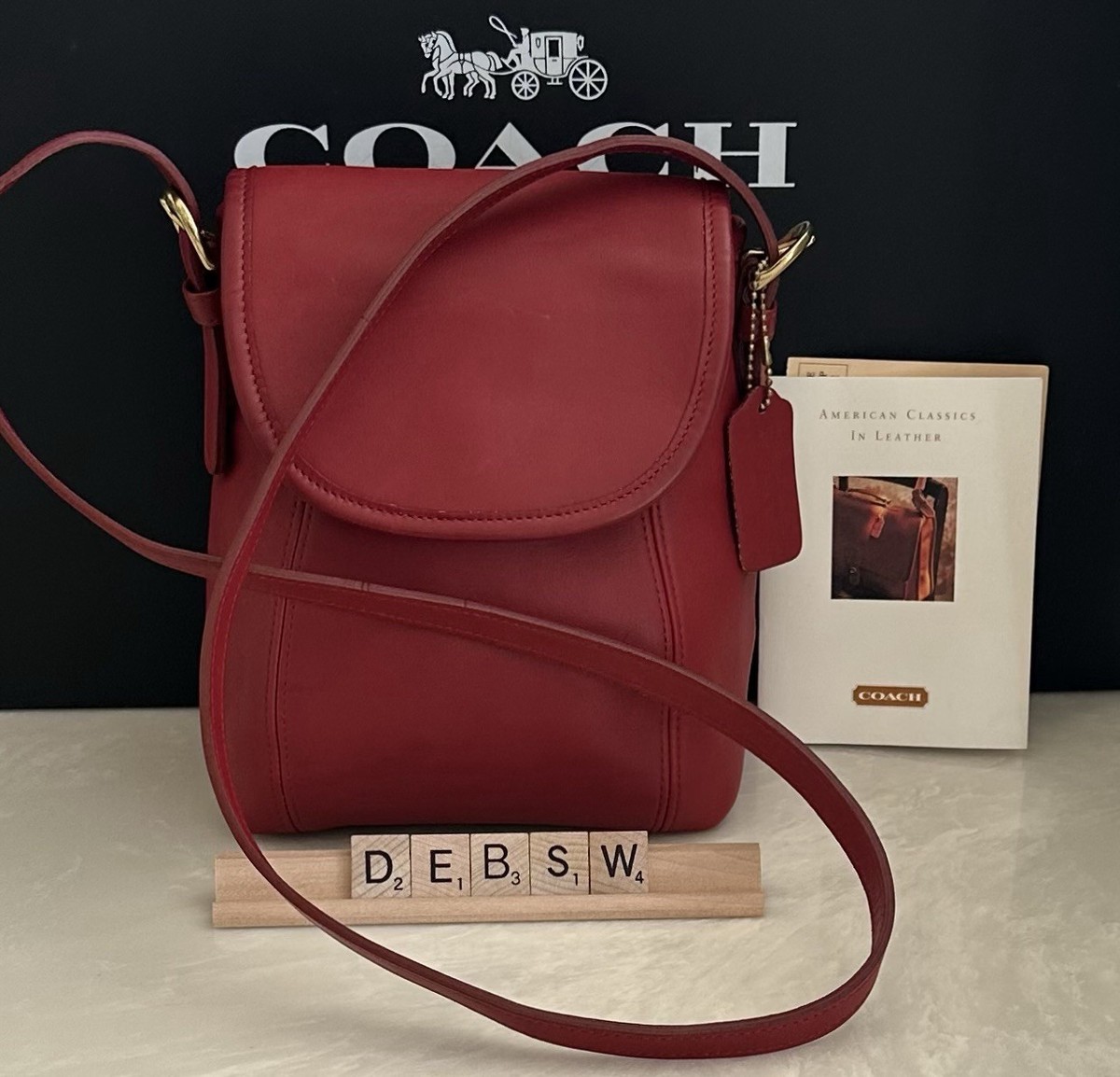 COACH VINTAGE SOH0 SMALL SATCHEL FLAP RED BRASS 4108 | eBay