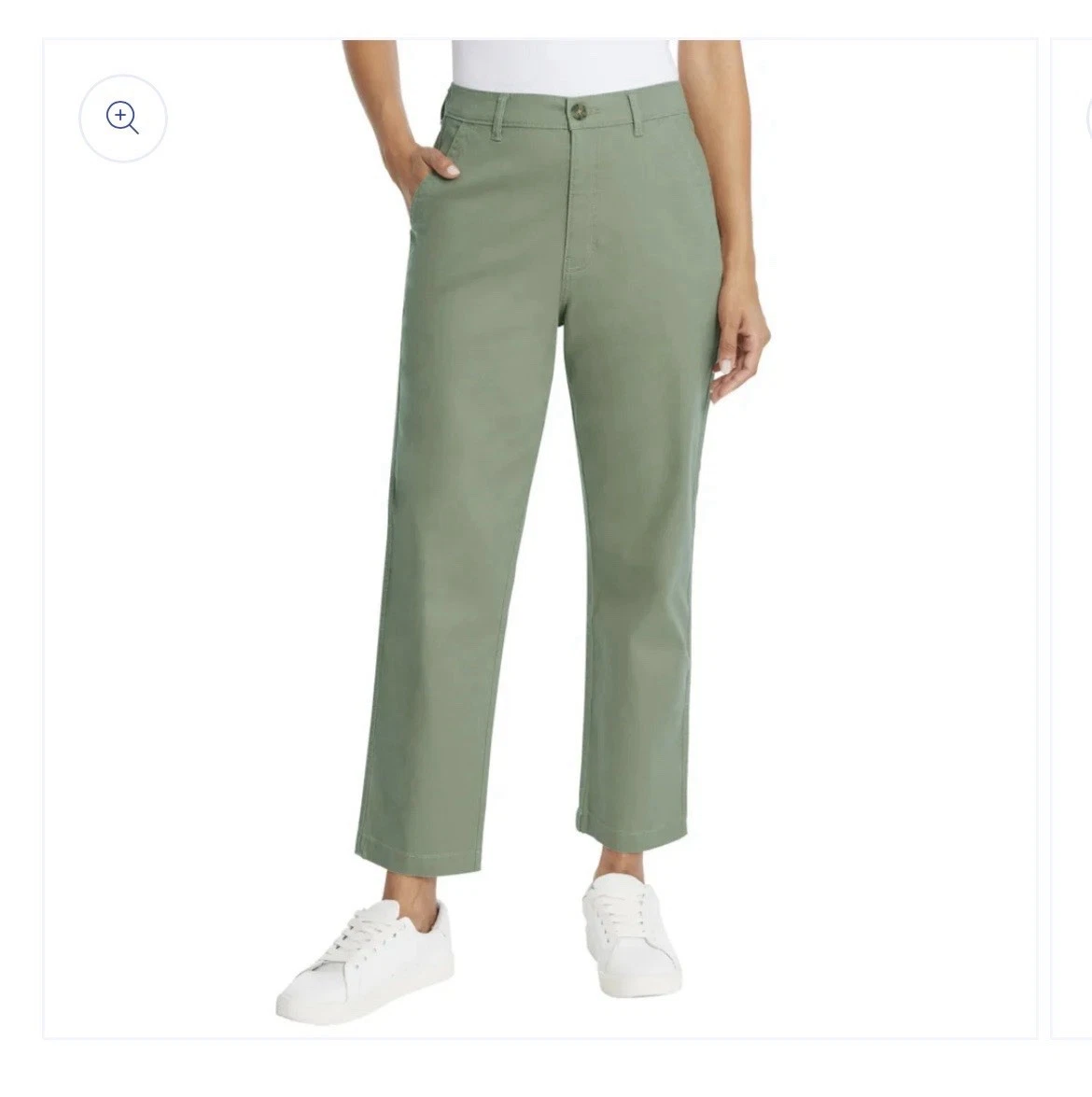 GH Bass Women's Olive Green Capri Pants Size 16 Cotton Blend Pockets