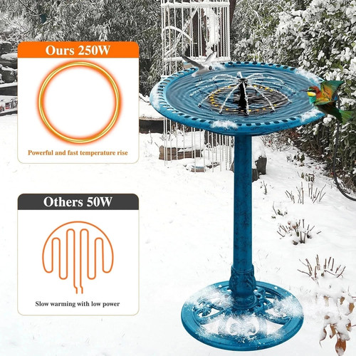 250W HEATED BIRD BATH OUTDOOR WINTER BIRDBATH HEATER with PUMP THERMOSTATIC HEAT - 第 4/18 張圖片