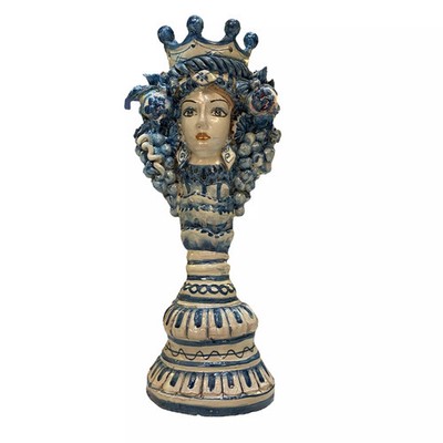 Janus Two-Faced Kopf Mit Zwei Gesichtern Kerzenhalter, Keramik Caltagirone, H