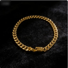 Bracciale donna/uomo oro giallo massiccio puro 18 carati stile Cuba fibbia maglia catena