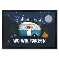 Zuhause Ist Da, Wo Wir Parken Nachthimmel FußMatte In 35X50 Cm Mit Camper-Motiv