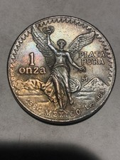 1984 Mexico Uncirculated 1 Ounce Libertad .999 Silver Coin Rainbow Toning