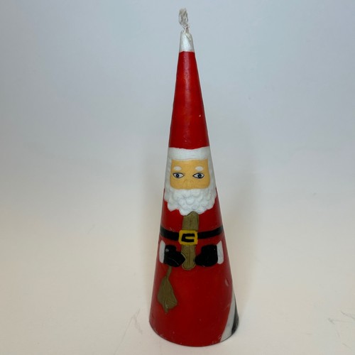 Vtg Santa Claus MCM Cone Candle Christmas Holiday Decor Festive Kitsch never lit