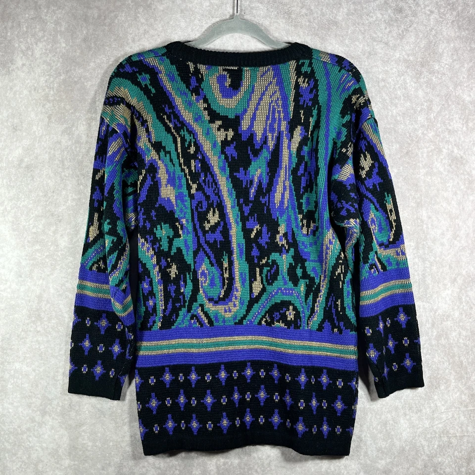 Suéter Erika Vintage Mujer Medio Abstracto Tejido Pullover Años 90 Arte Para Usar Y2K Foto 4 de 4