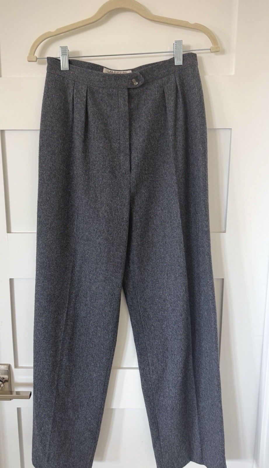 Vintage Jaeger 100 percent wool gray pleated high waist trousers made in Britain