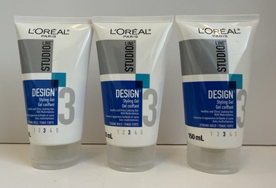 3 X L'Oreal Studio Line Design Strong Hold #3 Styling Gel 5 oz