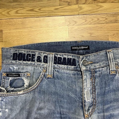Dolce & Gabbana Men Destroy Denim Peace Mark Crash Denim Pants 52 Indigo Blue - Picture 24 of 24