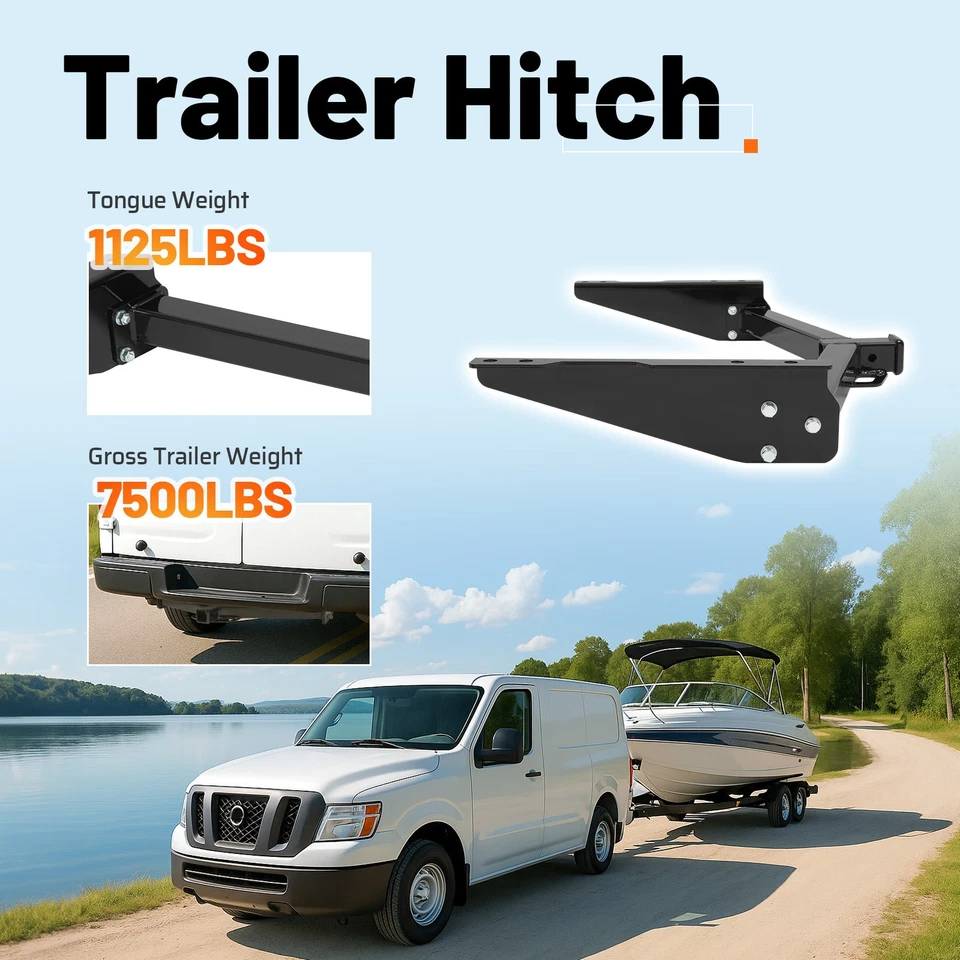 Trailer Tow 2" Receiver Hitch Black For Nissan NV1500 NV2500 NV3500 2012-2021 Foto 4 de 4