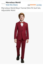 Boys' Formal Slim Fit Suit Set, Adjustable Waist. Size 14 slim. Never Worn