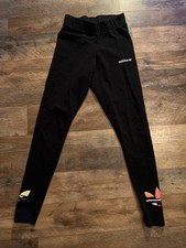 Adidas Originals Women s Black Leggings Trefoil Graphic Logo Size S
