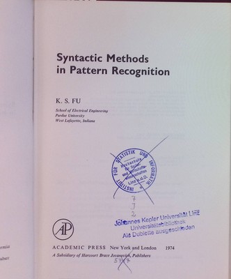 Syntactic Methods in Pattern Recognition Mathematics in Science and Engineering,