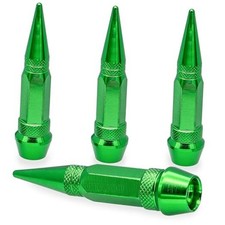 4PCS Spiked Style Tire Valve Stem Caps, Universal Aluminium 4 pcs 60MM - Green
