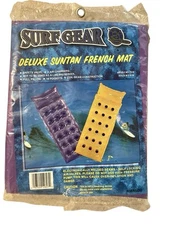 New In Package Vintage Vinyl Pool Float Deluxe French Style Mat 76”x28” Purple
