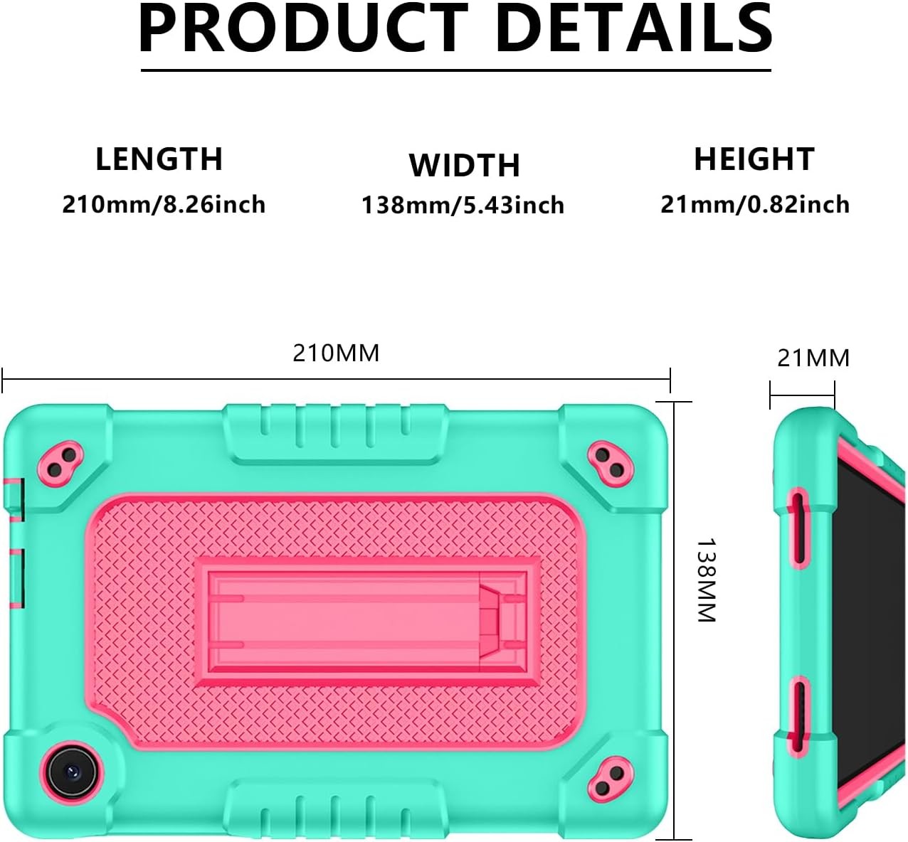 for TCL TAB 8 Plus 8 LE Tablet Case Shockproof Kids Friendly GreenPink 