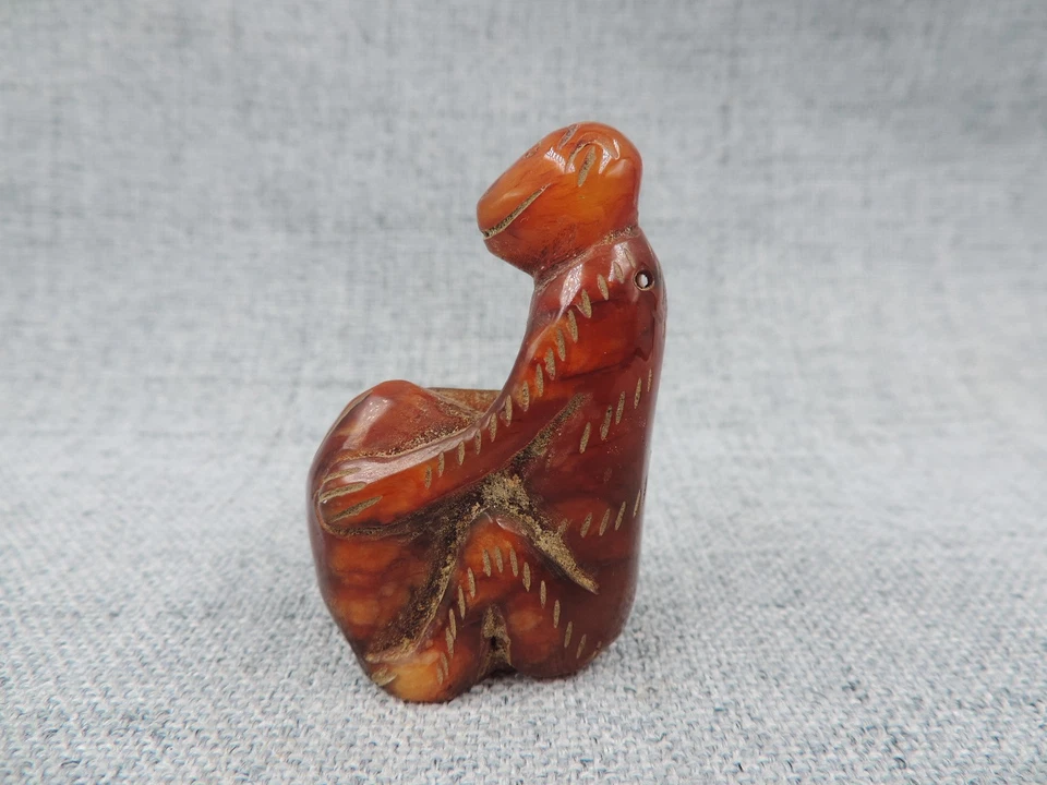 Antique Chinese Hand-carved Old Hetian Jade Monkey Statue Pendants Amulet - Image 2 of 4