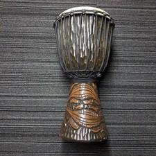Hand Carved Djembe Drum Deep Carved Face Goat Skin Head Rope Tuned African Style