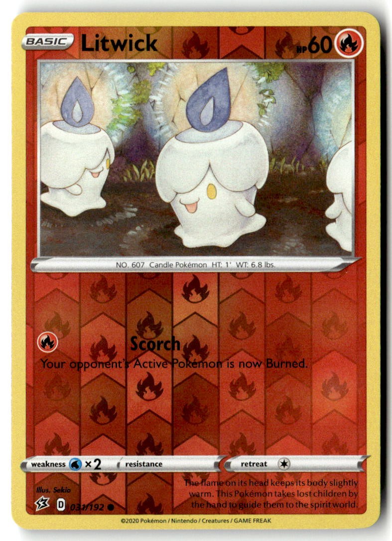 Litwick 031/192 Common SWSH02: Rebel Clash Pokemon Reverse Holofoil Near Mint