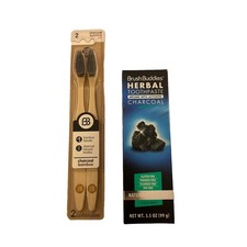 Brush Buddies Activated Charcoal Toothpaste Bamboo Charcoal Toothbrush Set New