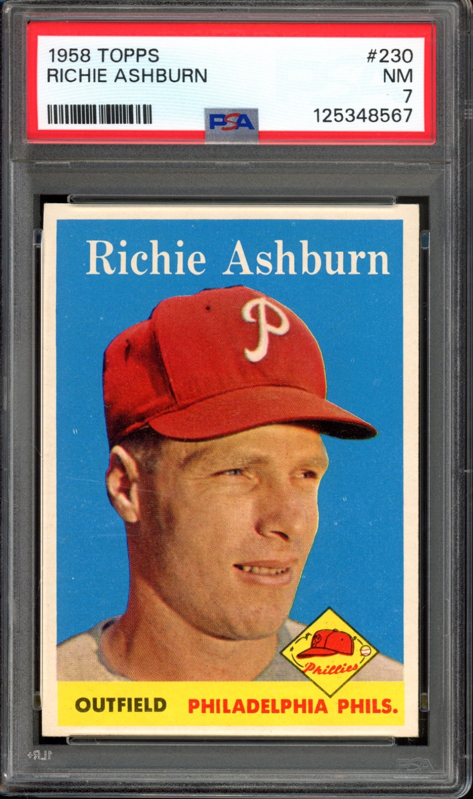 1958 Topps #230 Richie Ashburn PSA 7 Vintage HOF Baseball Card (8567)