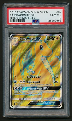 Dragonite GX 67/70 Full Art Holo Rare Pokémon 2018 Dragon Majesty PSA 10 GEM