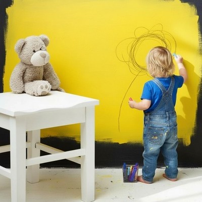 Gelbe Tafelfarbe 250ml erzeugt Kreidetafel Kinderzimmer Wände Tisch Holz