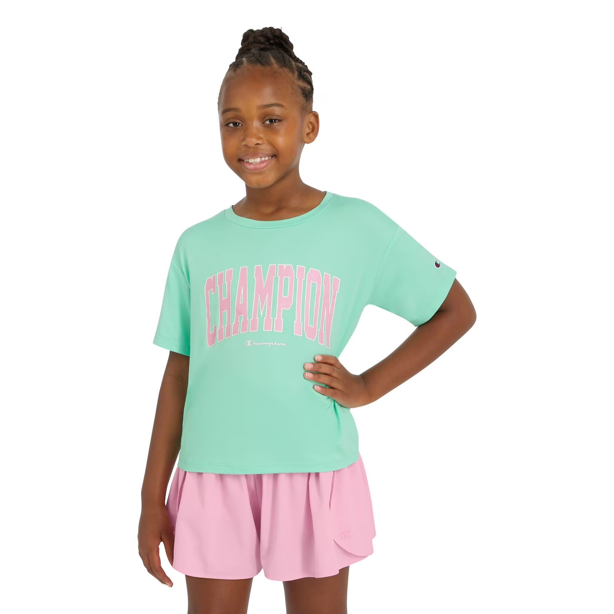 Champion Girls Active T-Shirt Size L 10/12 Green | eBay
