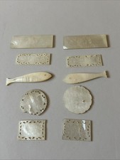 Antique Chinese Mother-of-Pearl Armorial Gaming Counters Chips X10 .