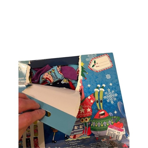SpongeBob SquarePants 12 Days of Socks Gift Set Kid Cartoon Holiday Pack novelty - Picture 4 of 6