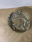 Vtg Blenko Bull Taurus Clear Glass Zodiac Hand Made Disc Paperweight