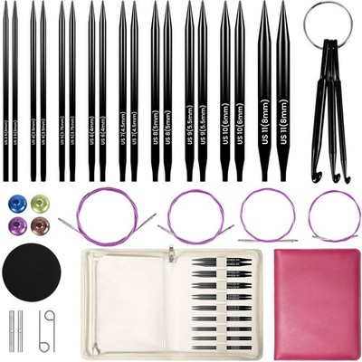 4.53-inch (11.5cm) Aluminum Interchangeable Circular Knitting Needles Set, 9 ...