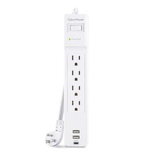 CyberPower P405UC Surge Protector, 4 Outlets, 5 ft Braided Power Cord, 1500