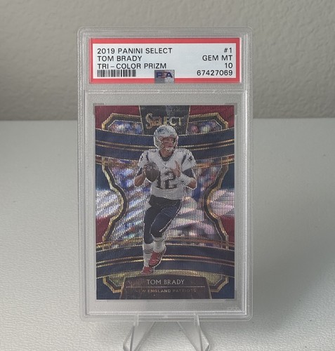 Tom Brady 2019 Panini Select Tri Color Prizm /199 PSA 10 Patriots #1 Color Match