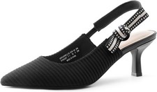 DREAM PAIRS Women's Kitten Heels Slingback Closed Toe Low Pumps Dress Bridal...