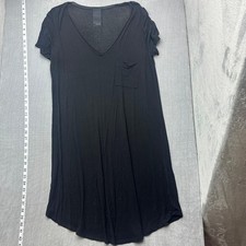 Heather Black Modal Spandex V-Neck Pocket T-Shirt Dress Womens Size Medium