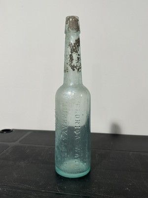 1880 s Antique FLORIDA WATER Murray & Lanman DRUGGIST New York AQUA GLASS BOTTLE