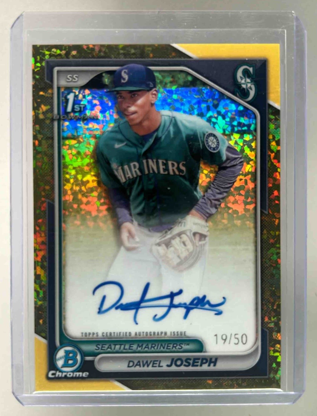 Dawel Joseph 2024 Bowman Chrome Gold Mini Diamond Refractor Auto 1st RC /50