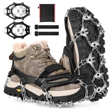 Ice Cleats for Shoes and Boots 32-Spike Stainless Steel Anti-Slip Crampons,Mi...