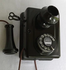 Antique telephone Automatic Electric 1920s metal wall phone Type 21