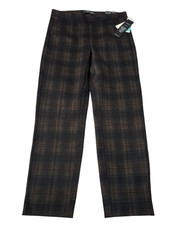 Liverpool Womens Sz 4 Kayla Pull On Trouser Pants Plaid Black Brown Pockets
