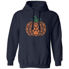 Halloween Pumkin Costume - Dog Paw Print Puppy Lover Unisex Hooded Sweatshirt