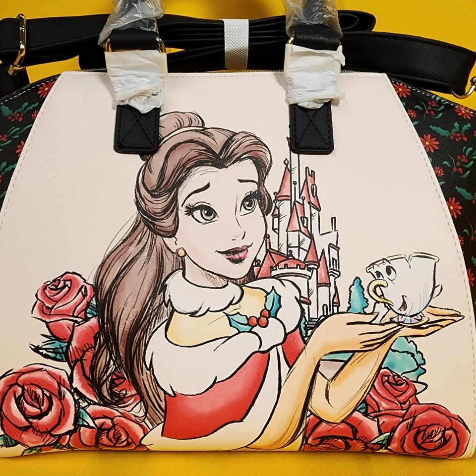 Bolsa satchel Loungefly Disney Princesa A Bela e a Fera Belle Chip férias - Imagem 2 de 4