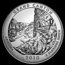 2010-P Grand Canyon National Park 5 oz ATB Silver  Burnished Coin Mint Packing